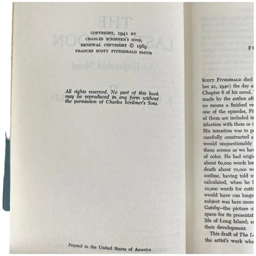 2 F Scott Fitzgerald Novels The Last Tycoon 1941 And This Side Of‎ Paradise 1920